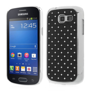 Луксозен твърд предпазен гръб за Samsung Galaxy Trend Lite S7390 / Trend Lite Duos S7392 черен с камъни